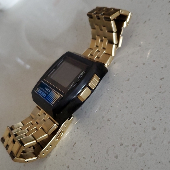 Diesel solid stainless steel gold digital watch main image 5